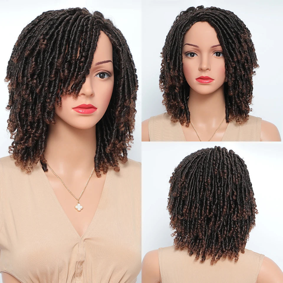 Short Synthetic Faux Locs Wig