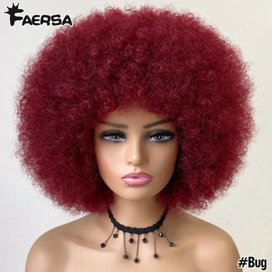 Short Hair Afro Kinky Curly Wig With Bangs